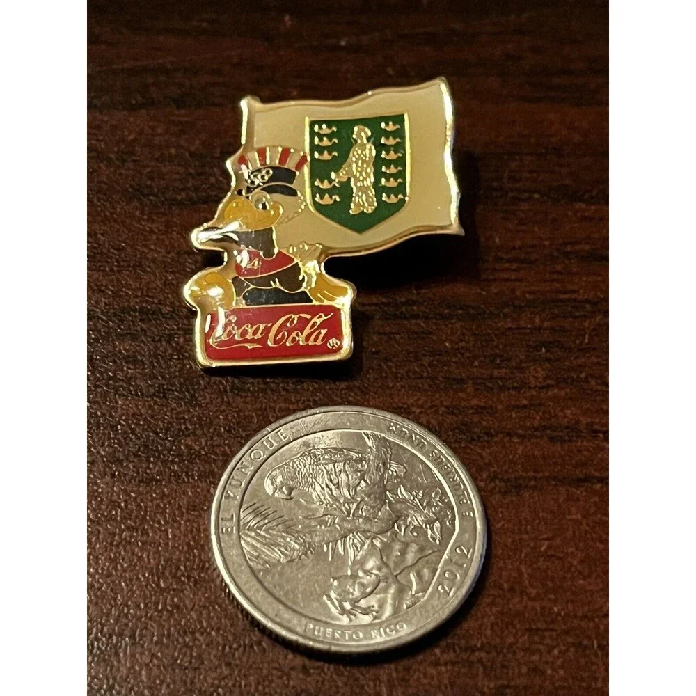 Vintage LA Olympics Coca‎ Cola Sam Eagle British Virgin Islands Flag Lapel Pin